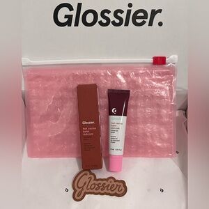SOLD OUT-Glossier Hot Cocoa Balm Dotcom (Vegan) sticker & pink pouch included